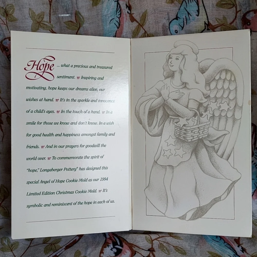 LONGABERGER Pottery Pair HOPE LOVE Cookie Mold Holiday Angel Series 1994 1996